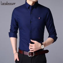Load image into Gallery viewer, 2020 Fall New Fashion Brand Designer Shirt Man Dress Shirt Long Sleeve Slim Fit Button Down 100% Cotton Casual Mens Clothing