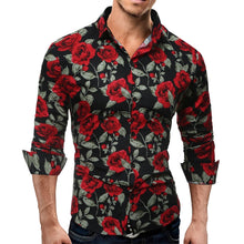 Load image into Gallery viewer, New Men's Long Sleeve Casual Shirt Fashion Rose Flower 3D Printed Floral Shirt Turn-down Collar Slim Fit Shirt For Mens Clothing