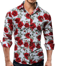 Load image into Gallery viewer, New Men's Long Sleeve Casual Shirt Fashion Rose Flower 3D Printed Floral Shirt Turn-down Collar Slim Fit Shirt For Mens Clothing