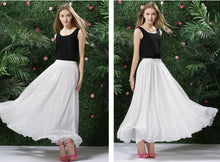 Load image into Gallery viewer, 2020 Bohemia Long Skirts Women Stretch High Waist Solid Chiffon A-Line Skirt Casual Pleated Maxi Skirt Faldas Saias Streetwear