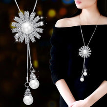 Load image into Gallery viewer, BYSPT Shiny Crystal Circle Silver Color Women's Pendant Necklaces Jewelry Pendant Long Necklace Women Chain Fashion Jewelry