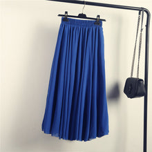 Load image into Gallery viewer, 2020 Bohemia Long Skirts Women Stretch High Waist Solid Chiffon A-Line Skirt Casual Pleated Maxi Skirt Faldas Saias Streetwear