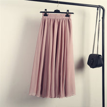 Load image into Gallery viewer, 2020 Bohemia Long Skirts Women Stretch High Waist Solid Chiffon A-Line Skirt Casual Pleated Maxi Skirt Faldas Saias Streetwear