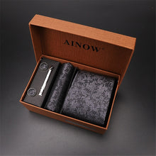 Load image into Gallery viewer, 2020 New Men's Tie Sets Blue Red Silk Necktie Pocket Square Clip Cufflinks 4 Piece Set Suit Accessories Without Gift Box D001