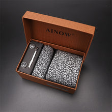 Load image into Gallery viewer, 2020 New Men's Tie Sets Blue Red Silk Necktie Pocket Square Clip Cufflinks 4 Piece Set Suit Accessories Without Gift Box D001