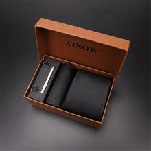 Load image into Gallery viewer, 2020 New Men's Tie Sets Blue Red Silk Necktie Pocket Square Clip Cufflinks 4 Piece Set Suit Accessories Without Gift Box D001