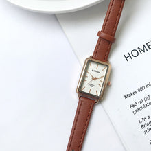 Load image into Gallery viewer, Elegant Simple Rectangle Ladies Watch Brown Quartz Clock 2019 Women's Fashion Casual Retro Leather Watches Female Wristwatches