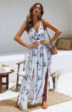 Load image into Gallery viewer, Boho Summer Floral Long Maxi Dress Women Sexy Halter Backless Straps Evening Party Beach Dresses Holiday Wear Sundress