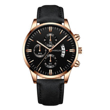 Load image into Gallery viewer, reloj hombre Luxury Mens Watch Fashion Sport Wrist Watch Alloy Case Leather Band Watch Quartz Business Wristwatch calendar Clock
