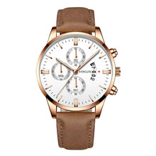 Load image into Gallery viewer, reloj hombre Luxury Mens Watch Fashion Sport Wrist Watch Alloy Case Leather Band Watch Quartz Business Wristwatch calendar Clock