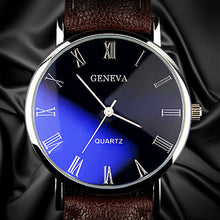 Load image into Gallery viewer, Men Roman Numerals Blu-Ray Faux Leather Band Quartz Analog Business Wrist Watch