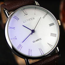 Load image into Gallery viewer, Men Roman Numerals Blu-Ray Faux Leather Band Quartz Analog Business Wrist Watch