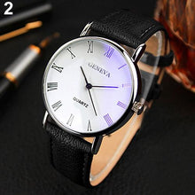 Load image into Gallery viewer, Men Roman Numerals Blu-Ray Faux Leather Band Quartz Analog Business Wrist Watch
