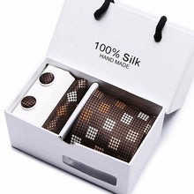 Load image into Gallery viewer, New Plaid men ties set Extra Long Size 145cm*8cm Necktie navy blue Paisley Silk Jacquard Woven Neck Tie Suit Wedding Party