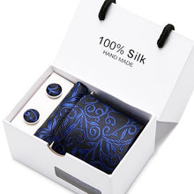 Load image into Gallery viewer, New Plaid men ties set Extra Long Size 145cm*8cm Necktie navy blue Paisley Silk Jacquard Woven Neck Tie Suit Wedding Party