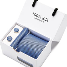 Load image into Gallery viewer, New Plaid men ties set Extra Long Size 145cm*8cm Necktie navy blue Paisley Silk Jacquard Woven Neck Tie Suit Wedding Party