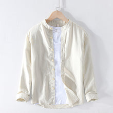 Load image into Gallery viewer, Cotton Linen Casual Shirts Men Basic Classic White Hawaiian Shirt 2020 Spring Male Long Sleeve Stand Collar Breathable Thin Tops