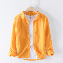 Load image into Gallery viewer, Cotton Linen Casual Shirts Men Basic Classic White Hawaiian Shirt 2020 Spring Male Long Sleeve Stand Collar Breathable Thin Tops