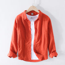 Load image into Gallery viewer, Cotton Linen Casual Shirts Men Basic Classic White Hawaiian Shirt 2020 Spring Male Long Sleeve Stand Collar Breathable Thin Tops