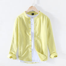 Load image into Gallery viewer, Cotton Linen Casual Shirts Men Basic Classic White Hawaiian Shirt 2020 Spring Male Long Sleeve Stand Collar Breathable Thin Tops