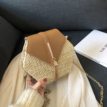 Load image into Gallery viewer, Casual Chains Straw Bucket Bags Women Summer Messenger Bag Rattan Bags Beach Lady Travel Purses and Handbags Shoulder Bag Bolsa