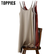 Load image into Gallery viewer, Toppies 2020 Spring Summer Women Satin Dress party Luxury Shiny Sundress Imitation Silk Dress
