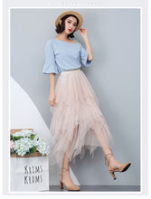 Load image into Gallery viewer, Women irregular Tulle Skirts Fashion Elastic High Waist Mesh Tutu Skirt Pleated Long Skirts Midi Skirt Saias Faldas Jupe Femmle
