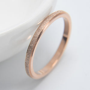 KNOCK High quality Fashion Simple Scrub Stainless Steel Women 's Rings 2 mm Width Rose Gold Color Finger  Gift For Girl Jewelry