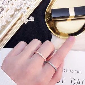 KNOCK High quality Fashion Simple Scrub Stainless Steel Women 's Rings 2 mm Width Rose Gold Color Finger  Gift For Girl Jewelry