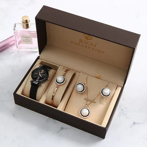 New Fashion Women Watches Set Luxury peal Diamond Earring Necklace Bracelet Set Ladies Starry Sky Wacth For Women Valentine Gift