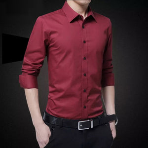 New Arrival Fashion Men's Long Sleeve Casual Shirts Slim Solid Business Dress Shirt Spring Autumn Men's Shirt With Button Shirts