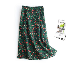 Load image into Gallery viewer, 2020 Colorful Leopard Print Long Skirt Fashion Women Ladies Green High Waist Split A-line Maxi Skirt Female
