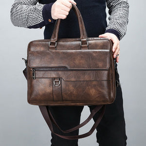 Men Briefcase Bag High Quality Business Famous Brand Leather Shoulder Messenger Bags Office Handbag 13.3 inch Laptop