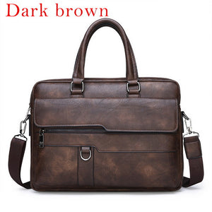 Men Briefcase Bag High Quality Business Famous Brand Leather Shoulder Messenger Bags Office Handbag 13.3 inch Laptop