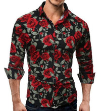 Load image into Gallery viewer, New Men's Long Sleeve Casual Shirt Fashion Rose Flower 3D Printed Floral Shirt Turn-down Collar Slim Fit Shirt For Mens Clothing
