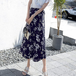 Women Flower Long Skirt Summer Beach Sunny Female Skirts Floral Chiffon Tutu Skirt