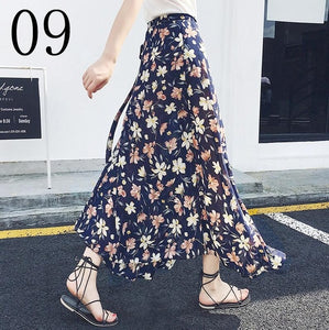 New one-piece skirt women summer chiffon wrap skirt long floral beach skirt