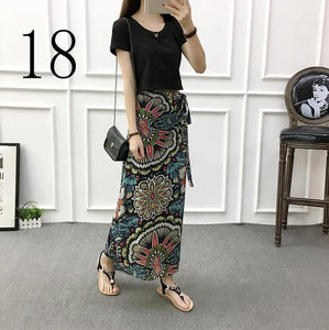 New one-piece skirt women summer chiffon wrap skirt long floral beach skirt