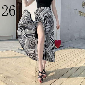 New one-piece skirt women summer chiffon wrap skirt long floral beach skirt