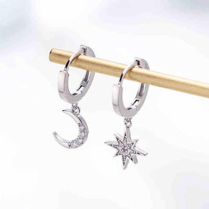 2019 New Arrival Fashion Classic Geometric Women Dangle Earrings Asymmetric Earrings Of Star And Moon Female Korean Jewelry