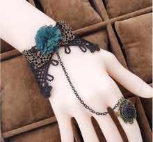 Load image into Gallery viewer, High Quality Black Lace Bracelet Finger Hand Chain Harness Women Bracelet Metal Crystal Charm Steampunk Lady Vintage Jewelry
