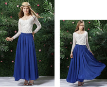 Load image into Gallery viewer, 2020 Bohemia Long Skirts Women Stretch High Waist Solid Chiffon A-Line Skirt Casual Pleated Maxi Skirt Faldas Saias Streetwear
