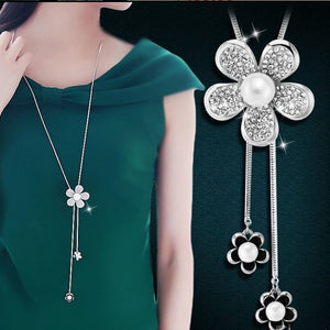 BYSPT Shiny Crystal Circle Silver Color Women's Pendant Necklaces Jewelry Pendant Long Necklace Women Chain Fashion Jewelry