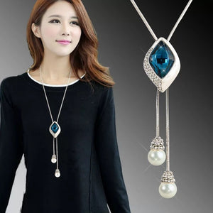 BYSPT Shiny Crystal Circle Silver Color Women's Pendant Necklaces Jewelry Pendant Long Necklace Women Chain Fashion Jewelry