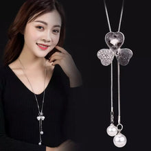 Load image into Gallery viewer, BYSPT Shiny Crystal Circle Silver Color Women&#39;s Pendant Necklaces Jewelry Pendant Long Necklace Women Chain Fashion Jewelry
