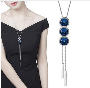 BYSPT Shiny Crystal Circle Silver Color Women's Pendant Necklaces Jewelry Pendant Long Necklace Women Chain Fashion Jewelry