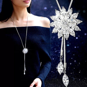 BYSPT Shiny Crystal Circle Silver Color Women's Pendant Necklaces Jewelry Pendant Long Necklace Women Chain Fashion Jewelry