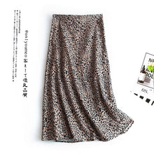 Load image into Gallery viewer, 2020 Colorful Leopard Print Long Skirt Fashion Women Ladies Green High Waist Split A-line Maxi Skirt Female
