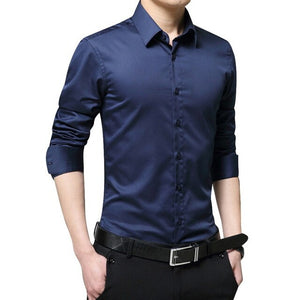 New Arrival Fashion Men's Long Sleeve Casual Shirts Slim Solid Business Dress Shirt Spring Autumn Men's Shirt With Button Shirts