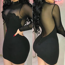 Load image into Gallery viewer, Women Dress Bandage Bodycon Applique Evening See through Party Mesh Spliced Short Mini Pencil Dress Summer Women Sexy vestidos
